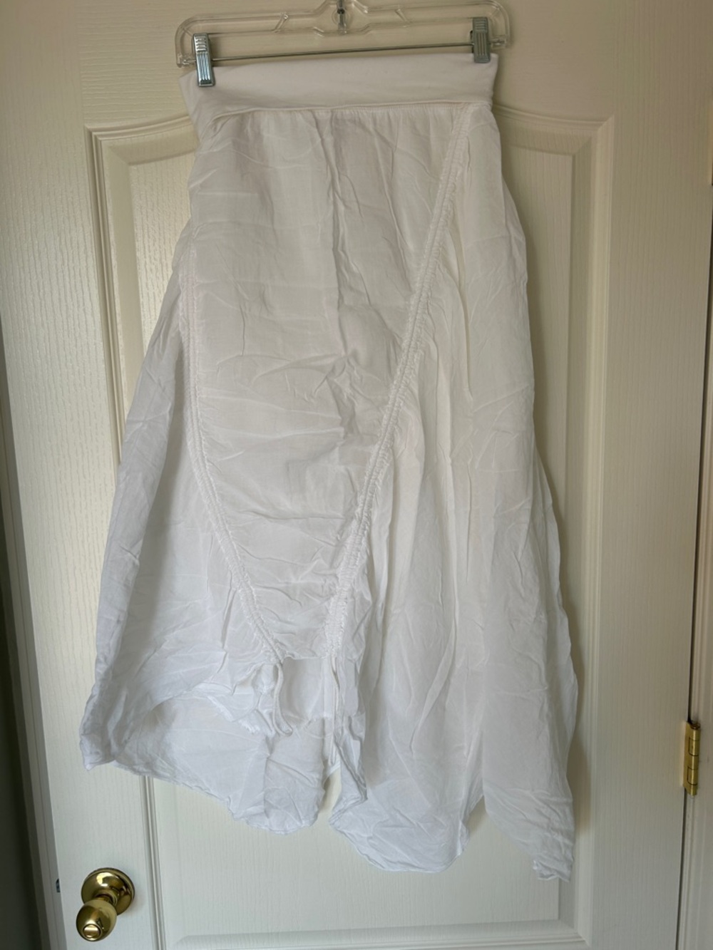 Hard Tail White Cotton Flowing Mid-Maxi Skirt - Like New
